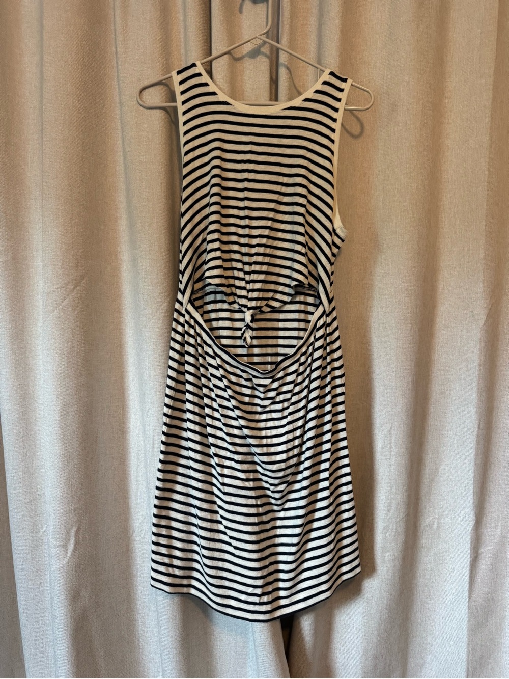 Striped Navy & White Cut Out Sleeveless Dress